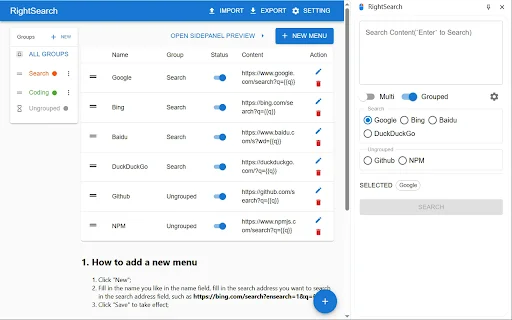 Unduh RightSearch Terbaru – Ekstensi Pencarian Klik Kanan Cepat - Screenshot 3