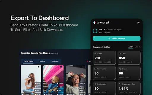 Tokscript: Alat Analisis & Transkrip TikTok Terbaik 2026 - Screenshot 3