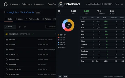 Download OctoCounts Terbaru – Cek Baris Kode GitHub Gratis - Screenshot 3