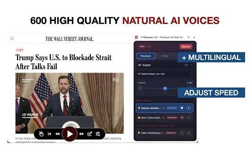 TTSReader V3: Ubah Teks Jadi Suara AI Natural di Chrome - Screenshot 4