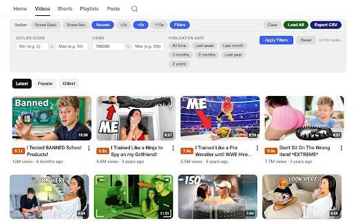 Download Outlier Finder Terbaru – Riset Video Viral YouTube - Screenshot 3