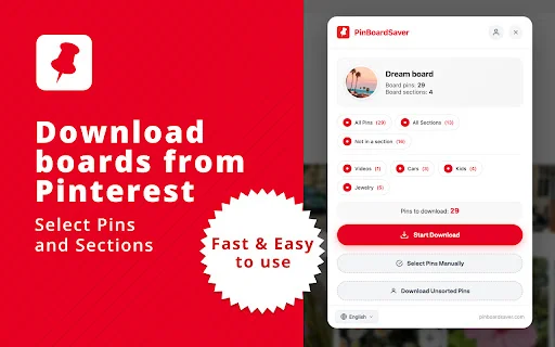 PinBoardSaver: Download Board Pinterest ke ZIP Tercepat - Screenshot 1