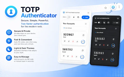 TOTP Authenticator: Ekstensi Browser Keamanan 2FA Terpercaya - Screenshot 1